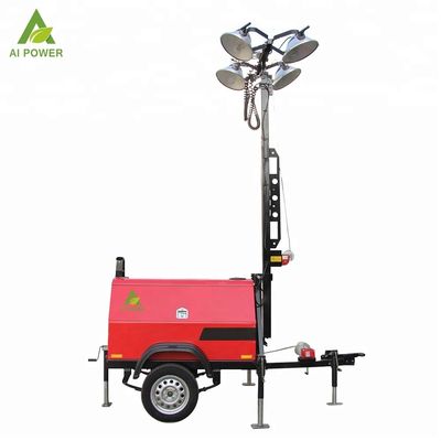 20kw Portable Flood Lights With Generator Plants 7m Metal Halide 1800rpm